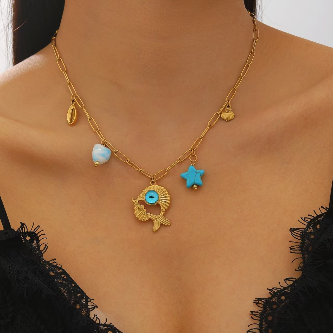 Wholesale Fruit Geometric Pendant Clavicle Necklace